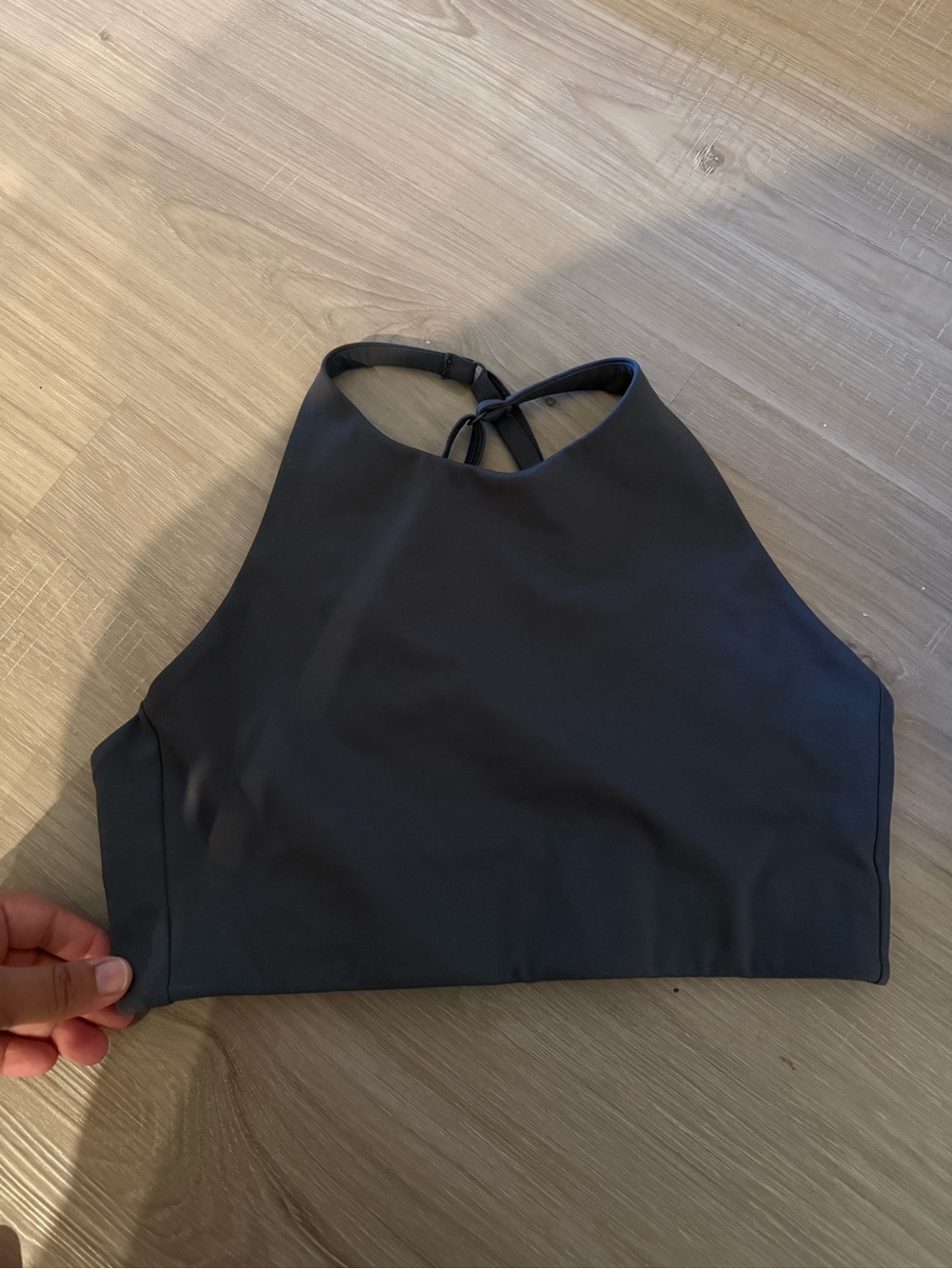 High neck sports bra grey